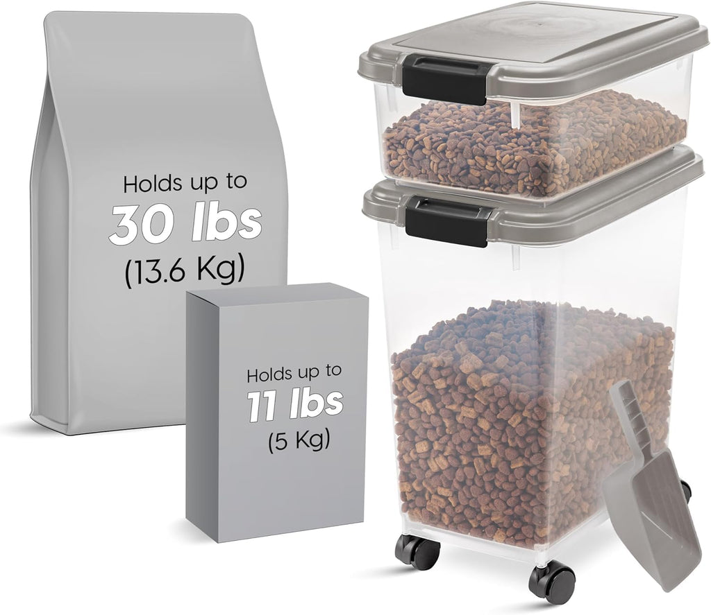 USA Airtight Dog Food Storage Container Combo, 30 lb & 11 lb Bin