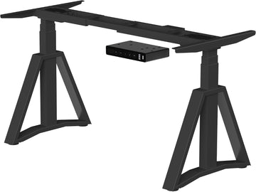 Standing Desk Frame Dual Motors 3 Stages Electric Height Adjustable Sitting Stand Up Desk Base Legs Only (Black)