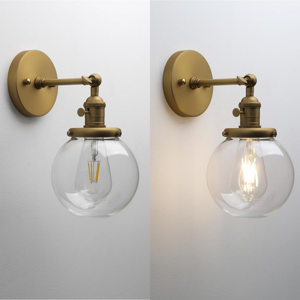 Vintage Wall Sconce with Switch, 180 Degree Adjustable Hardwired Bathroom Vanity Light, Industrial Wall Light with