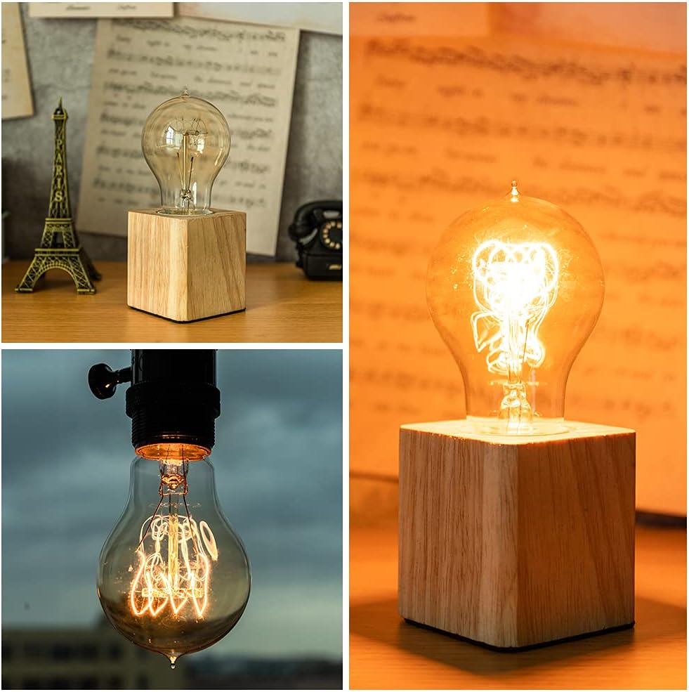 Edison Light Bulb, 60 Watts, A19 Vintage Incandescent Light Bulbs, Dimmable Old Fashioned E26 Incandescent