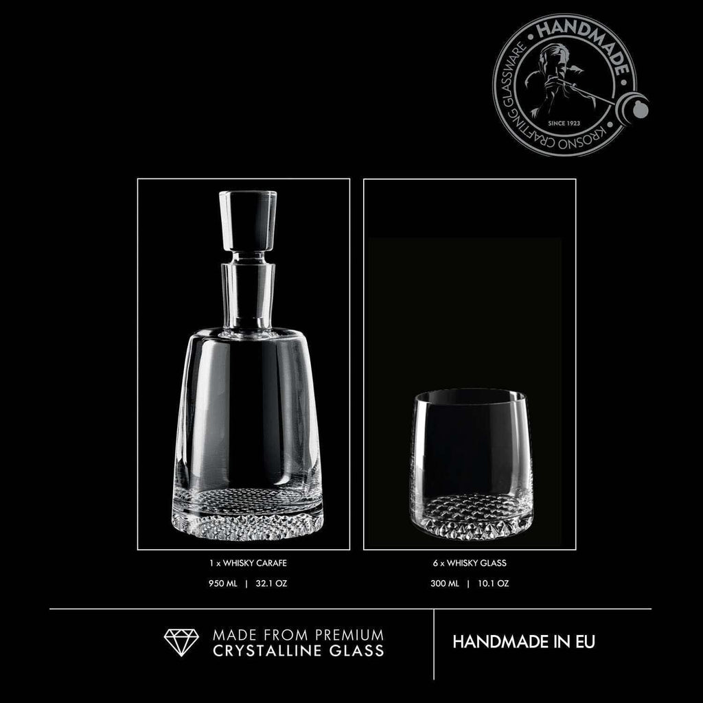 Whisky Set Decanter 32.1 oz & 6 × 10.1 oz Glasses, Fjord Collection