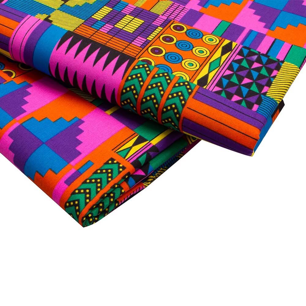 African Print Fabric 3 Yards Ankara Polyester Kente Cloth for Handmade Sewing Dress 6518