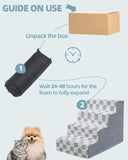 Dog Stairs for Small Dogs & Cats Pet Stairs Supportive 4-Tier Pet Steps for Bed Couch Sofa Chair