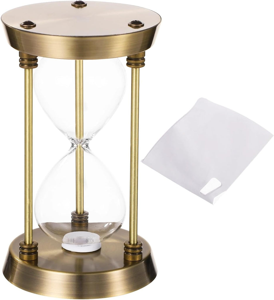 Empty Hourglass, Vintage Bronze Fillable Sand Timer with Hourglass Paper, Decorative Hourglass Timer with Alloy Frame