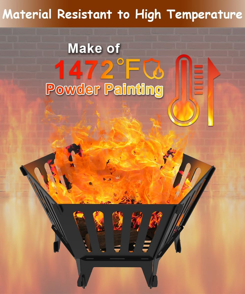 22.5 Inch Portable Hexagon Fire Pit with Travel Bag