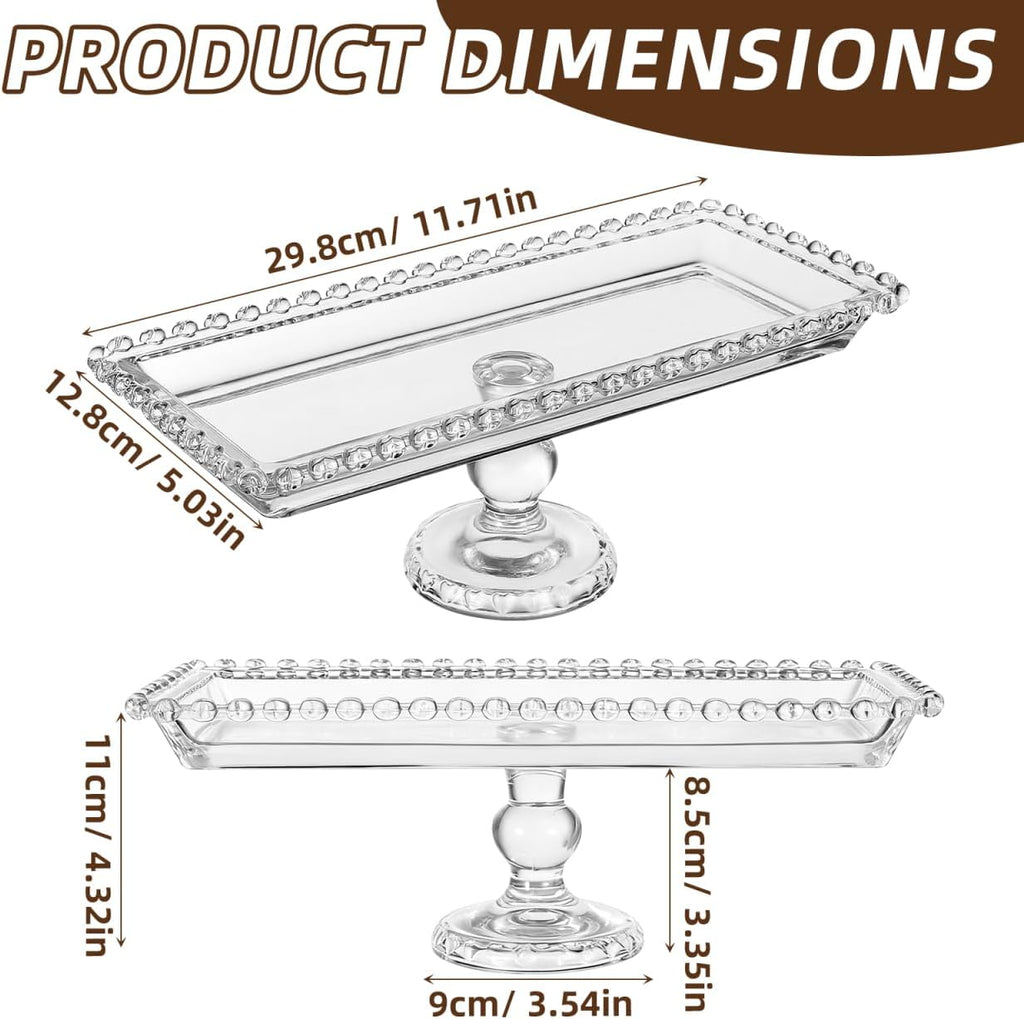 Glass Cake Stand Dessert Tray Candy Cake Serving Plate 11.7inch Serving Platter Footed Buffet for Wedding Brithday