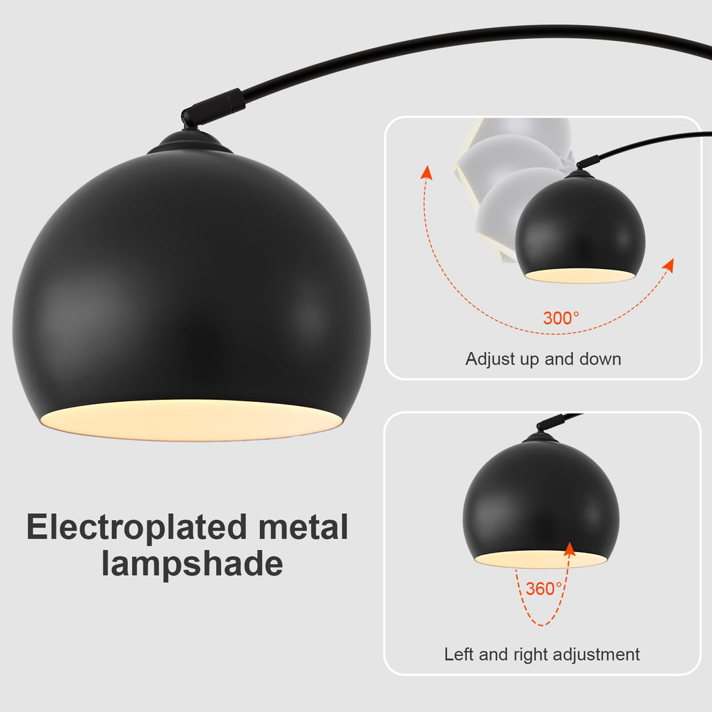 Black Minimalism Arc Floor Lamps with 12W LED Remote Dimming