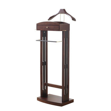 Milan Valet Stand with Drawer, Top Tray, Contour Hanger, Trouser Bar, Tie & Belt Hooks and Shoe Rack