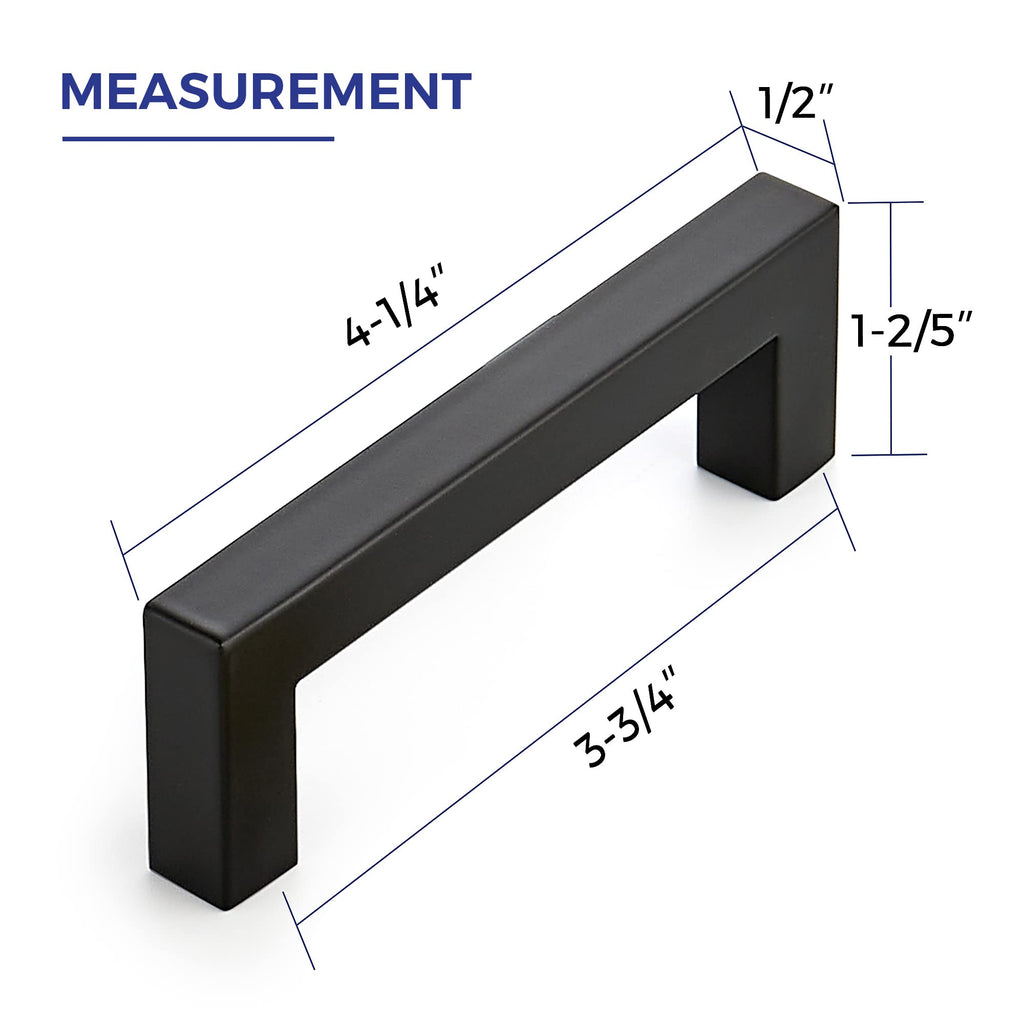 Matte Black Cabinet Handles Drawer Pulls 3.75 Inch CC 10 Pack