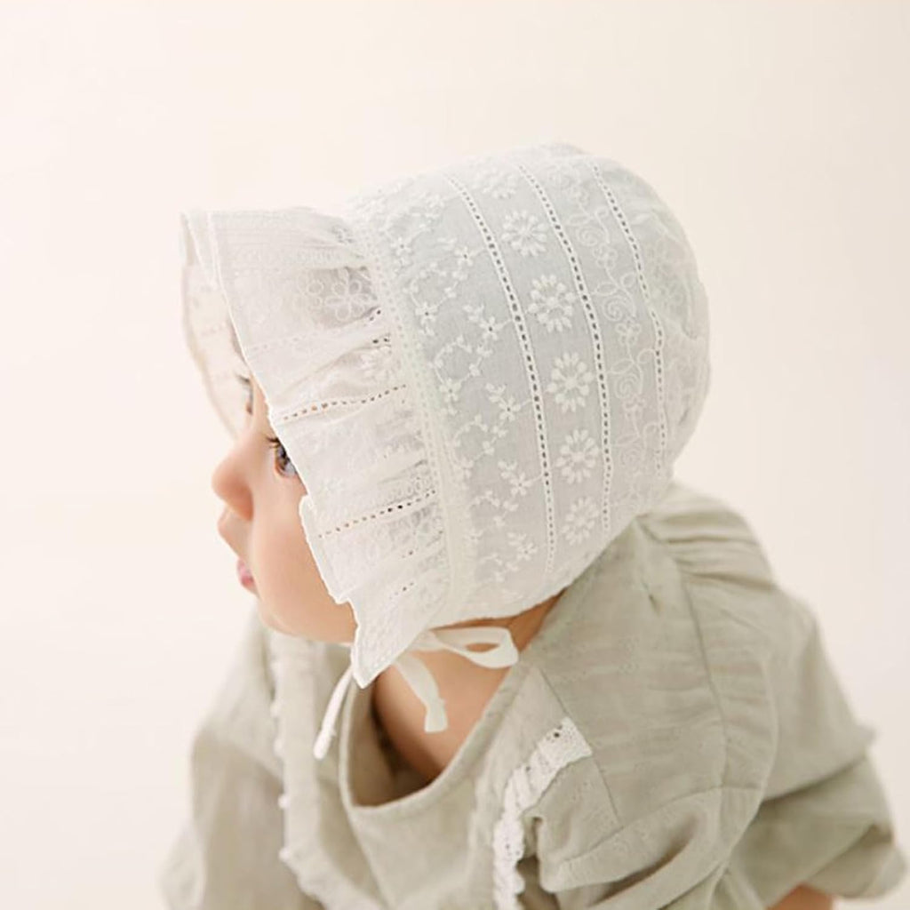 Baby Bonnet Hat Princess Ruffle Muslin Lined Cap