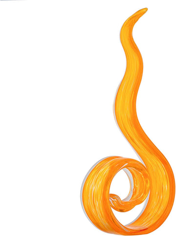 11.4" Tall Hand Blown Glass Sculpture, Murano Style Art , Modern Coastal Home Decor Accent for Shelf