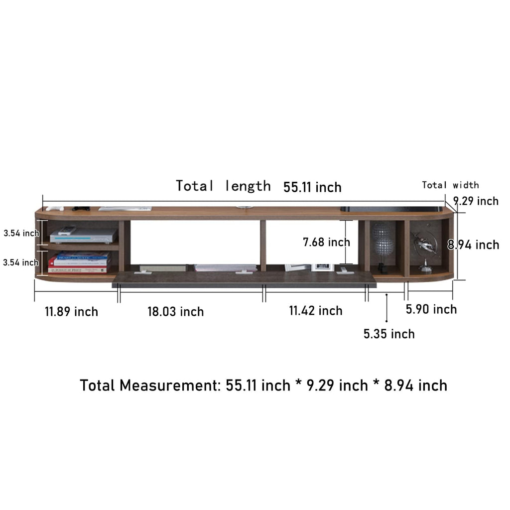 Floating TV Shelf, 55''Modern Floating TV Console, Wall Mounted TV Stand Under TV Shelves Entertainment Center Cabinet