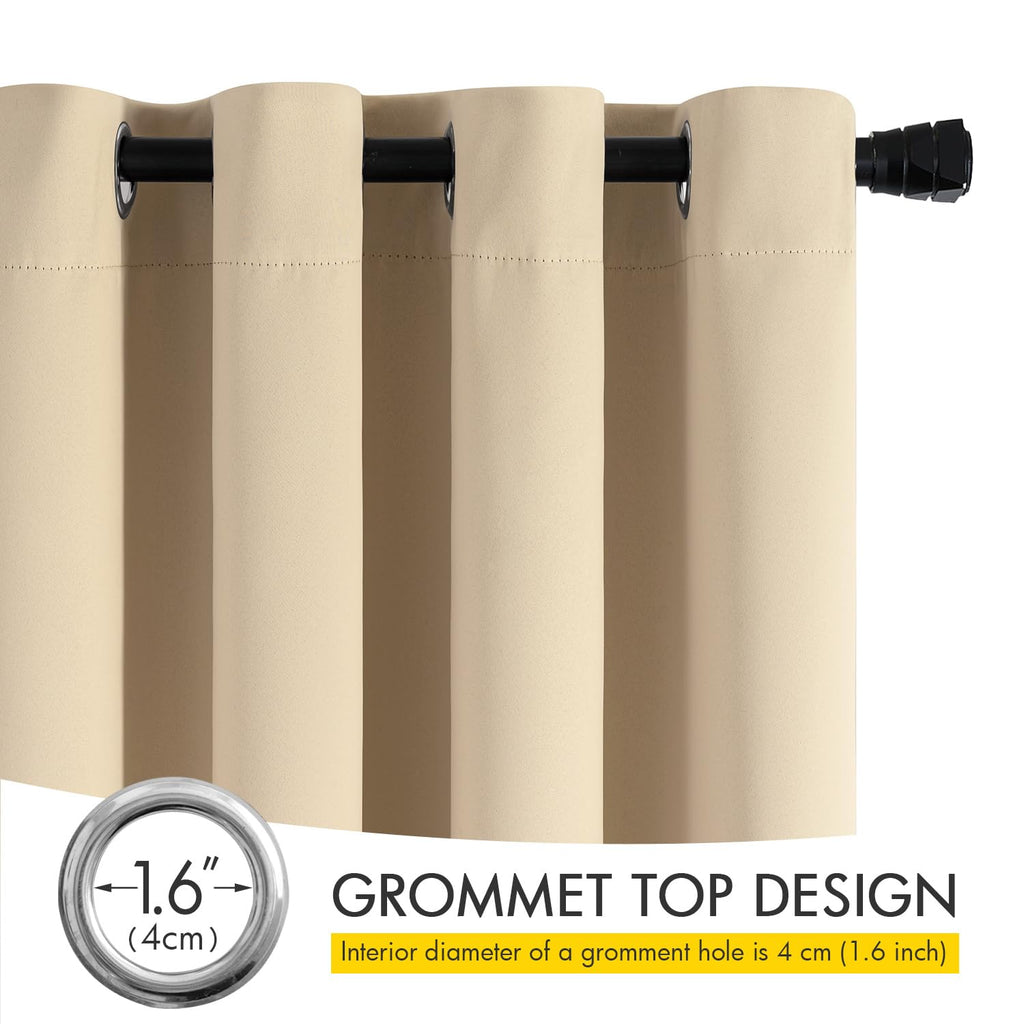 Beige Blackout Bedroom Curtains Drapes 102 Inch Long 52"x102"