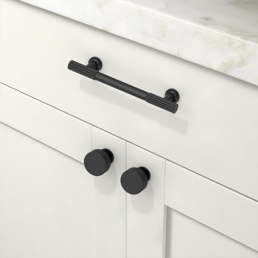 10 Pack Matte Black Cabinet Pulls 3.75 Inch(96mm) Kitchen Cabinet Handles Cabinet Hardware for Drawer Pulls