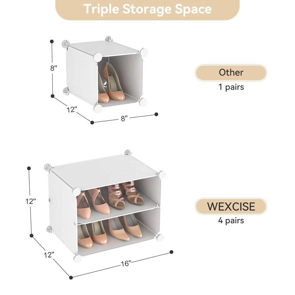 Portable Shoe Rack Organizer with Door, 48 Pairs Shoe Storage Cabinet Easy Assembly, Plastic Adjustable Shoes