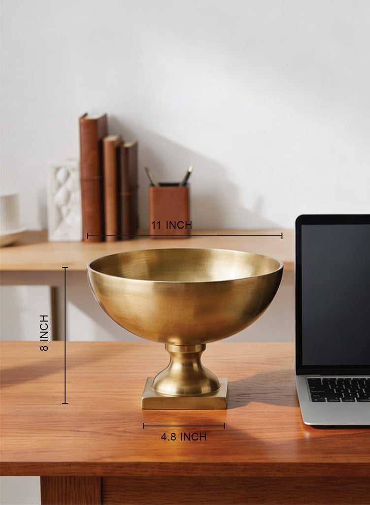 Antique Brass Pedestal Bowl, Vintage Wedding Centerpiece, Fruit, Treats Holder, Flower Vase for Dining Table, Entry