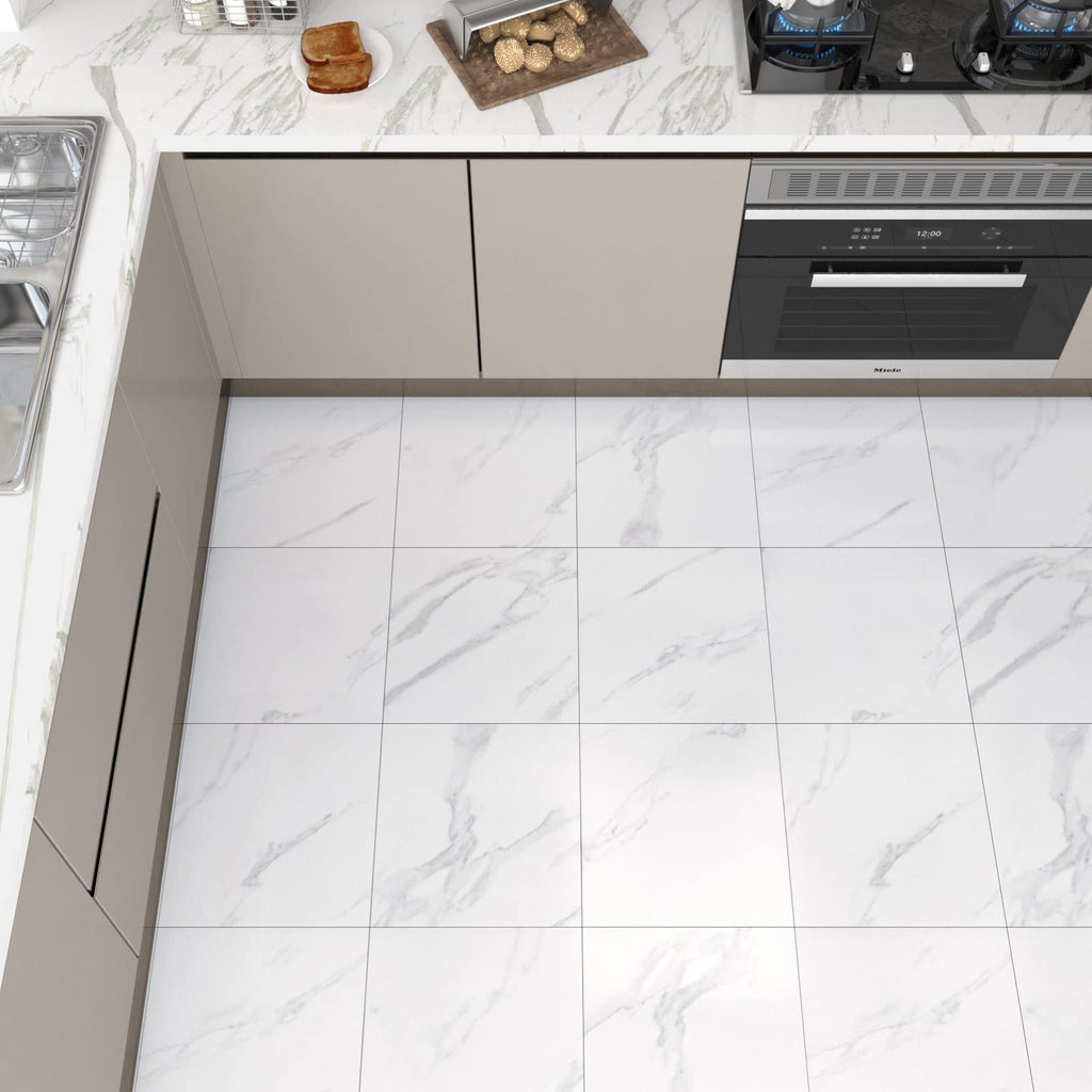 Marble Peel and Stick Floor Tile Bathroom Waterproof Vinyl Tiles