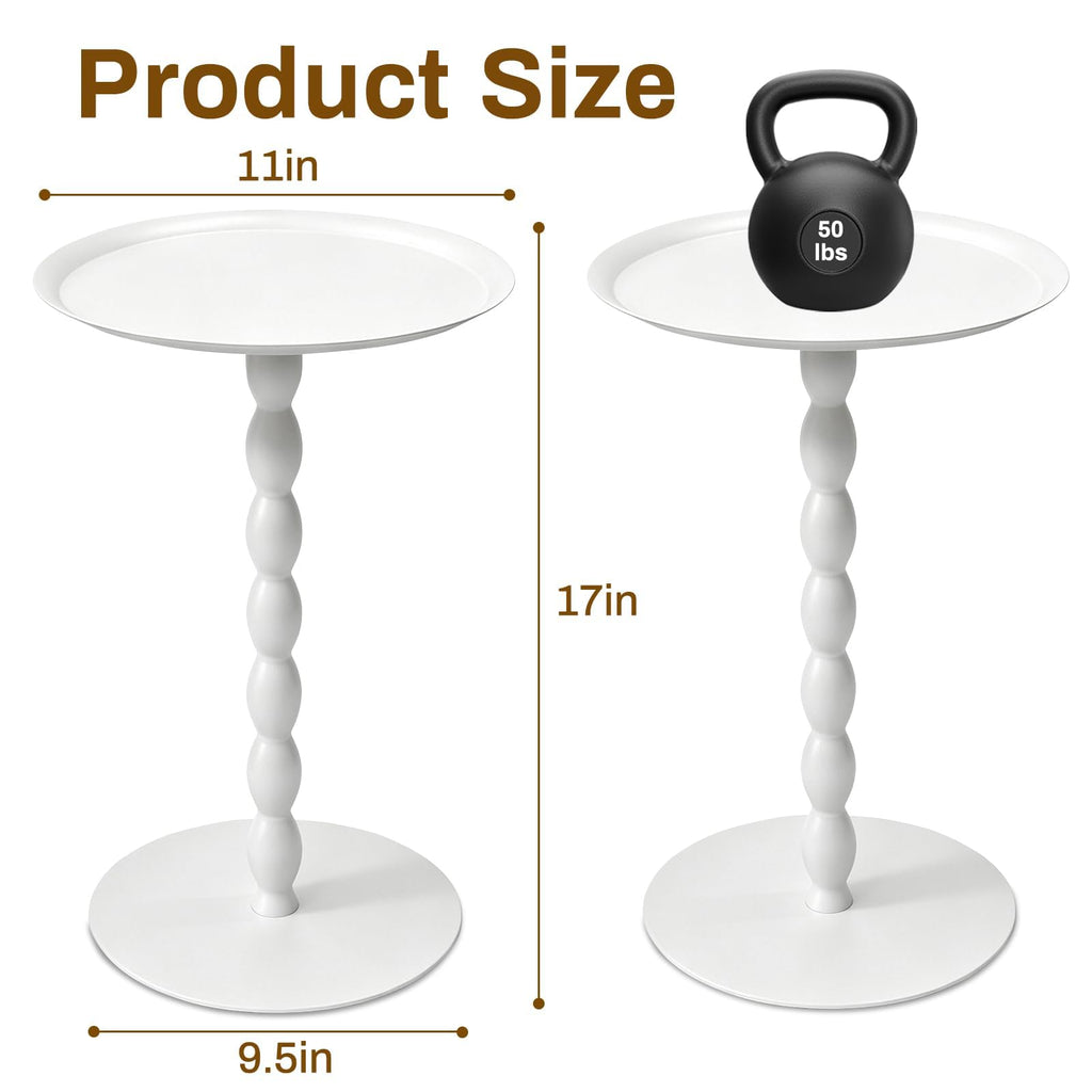 Plant Stand Indoor Outdoor, 11'' Round Single White Metal Plant Stand, Mid Century Modern Pedestal Flower Pot Stand