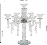 7 Arm Crystal Floor Candelabra Wedding Table Centerpieces,14 Inches Tall Candlesticks Candle Holder Stand for Dinner