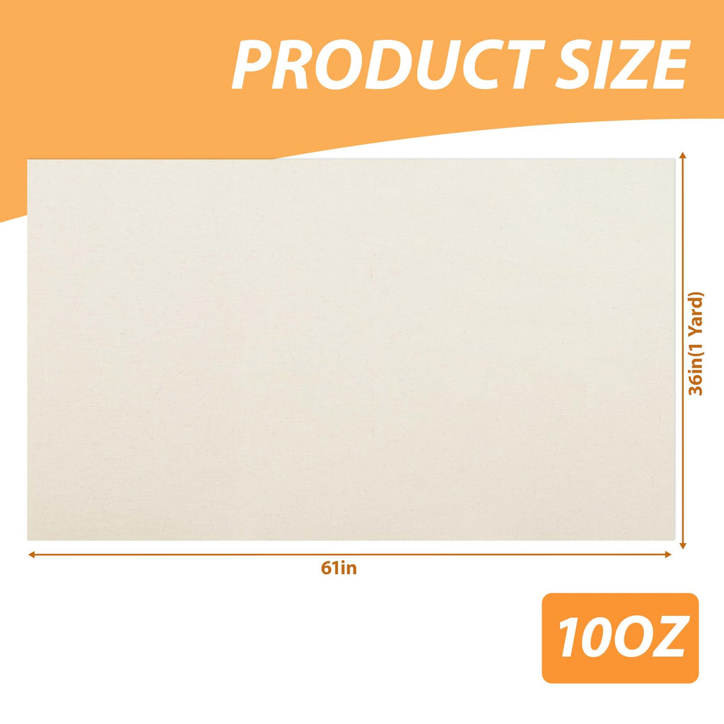 61" X 36"(1 Yard) Natural Cotton Duck Canvas Fabric (10oz)
