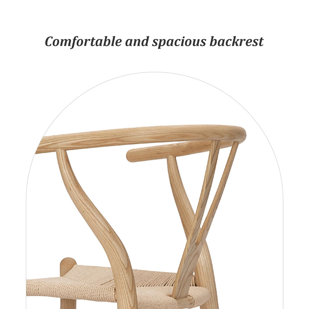 Wishbone Chair, Solid Ash Wood Dining Chair (Natural)