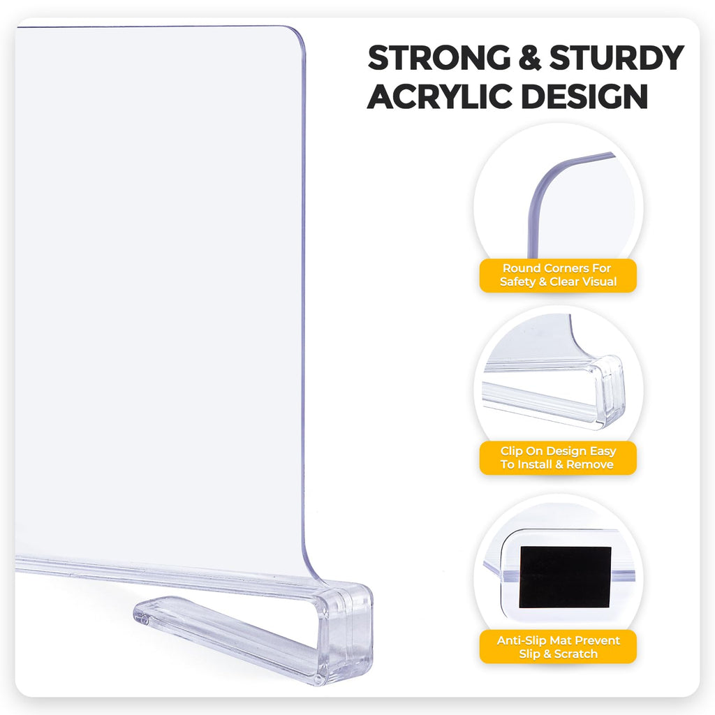 Clear Acrylic Shelf Dividers for Closets Organizer & Storage,8 Pack