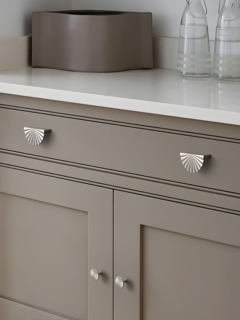 10 Pack Brushed Nickel Cabinet Pulls 3" Hole Center Cup Flat Silver Drawer Pulls Kitchen Cupboard Bathroom Dresser