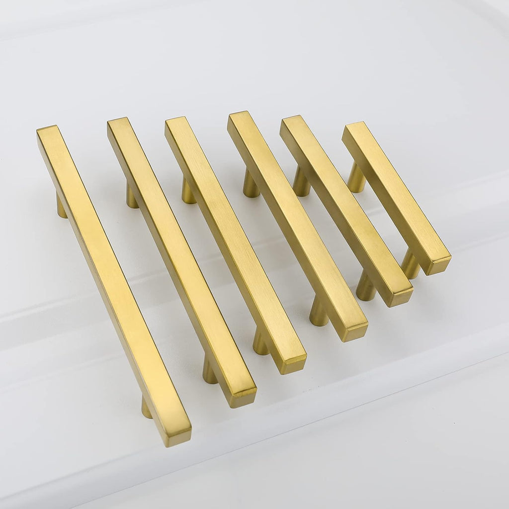 20 Pack Gold Cabinet Handles 3"(76mm) Brushed Brass Cabinet Pulls T Bar Drawer Pulls & Drawer Hardware