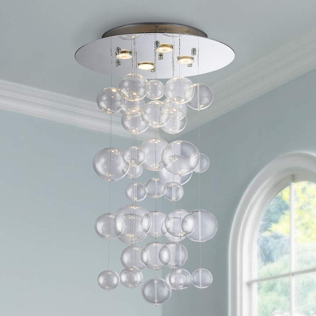 Modern Glass Raindrop Chandelier Lighting Flush Mount LED Ceiling Light Fixture Pendant Lamp for Dining Room Bathroom Bedroom Livingroom 4 GU10 Bulbs Required H31 X D20 A100-B01M6V2J7R