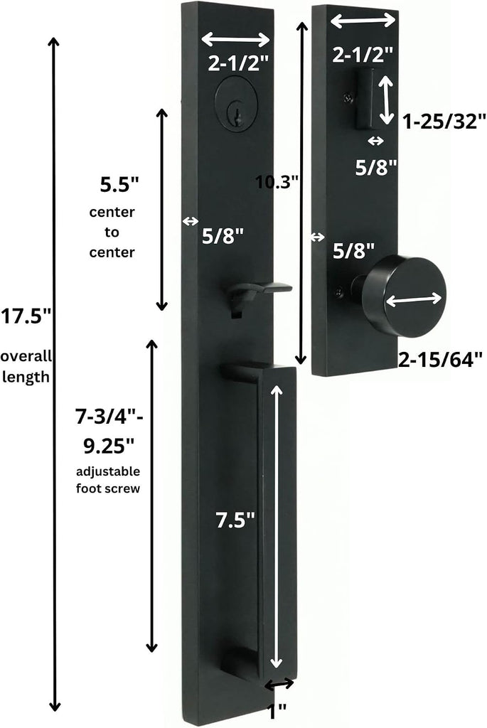 Xanthis Single Cylinder Handle Set with Mesa Knob (Matte Black, Keyed Handleset) - Door Handleset