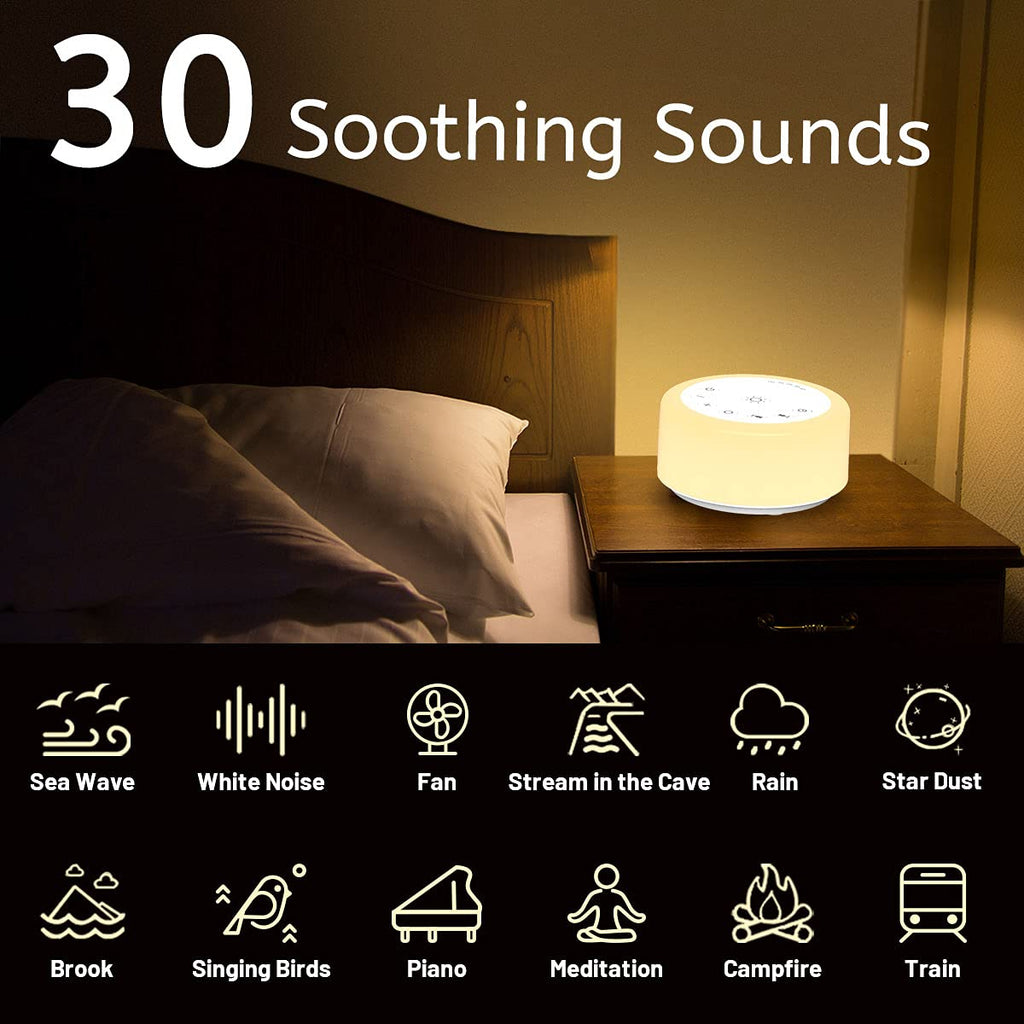 Soother Sleep Sound Machine Night Light White Noise Machine with 30 Sounds & 12 Color Night Lights for Baby Kids Adults
