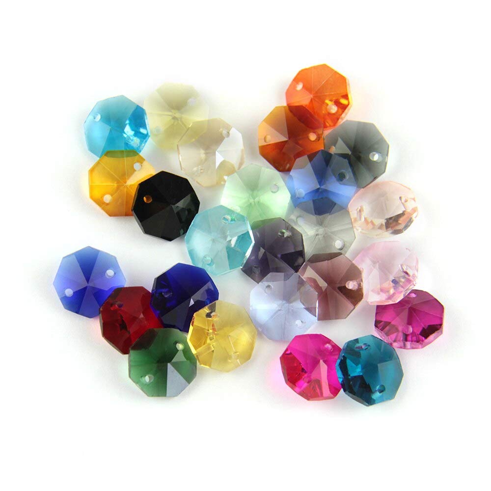 Chandelier Crytal 14mm Clear 200pcs Crystal Octagon Bead K9 Crystal 2 holes Diy Wedding & Home Ddecoration Crystal