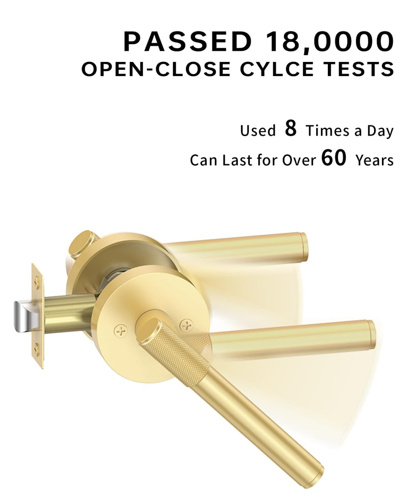 6 Pack Brushed Gold Passage Interior Door Handles