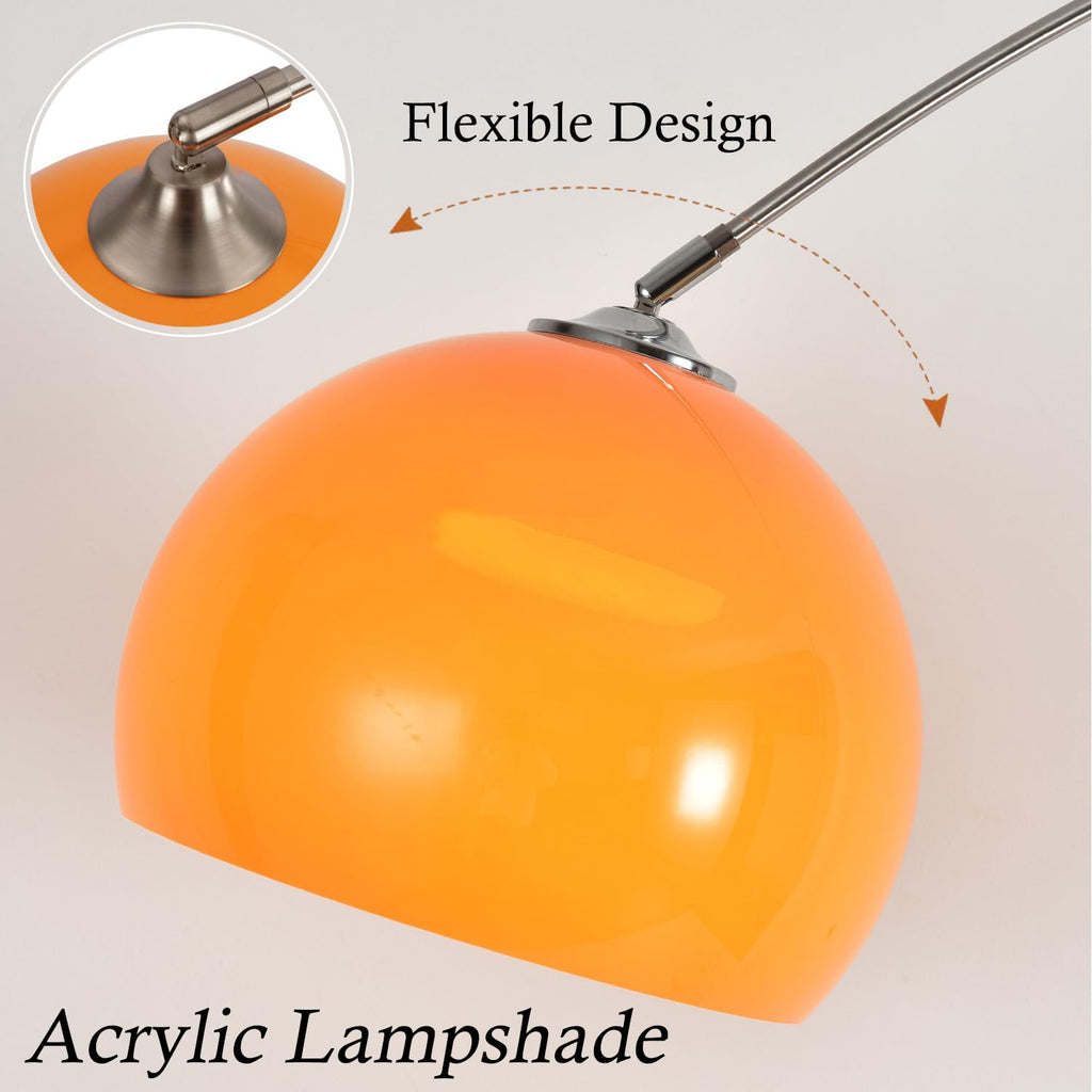 Orange Arc Floor Lamps, Mid Century Modern, Marble Base