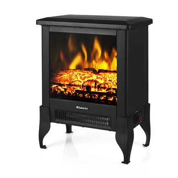 Suburbs TS17 Compact Electric Fireplace Stove, Freestanding Stove Heater with Realistic Flame - CSA Certified