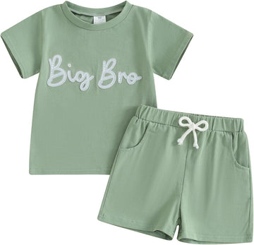 Baby and Toddler Boy Girl Big Brother Little Sister Matching Outfits Short Sleeve T Shirt Shorts Summer Clothes