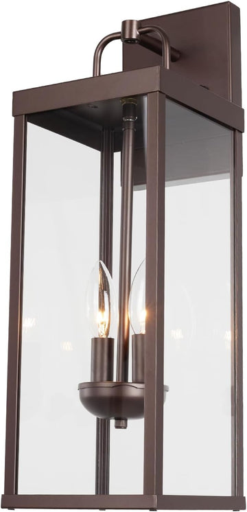 Outdoor Wall Sconce Light, 20 Inch Tall Transitional Exterior Wall Lighting with Clear Glass