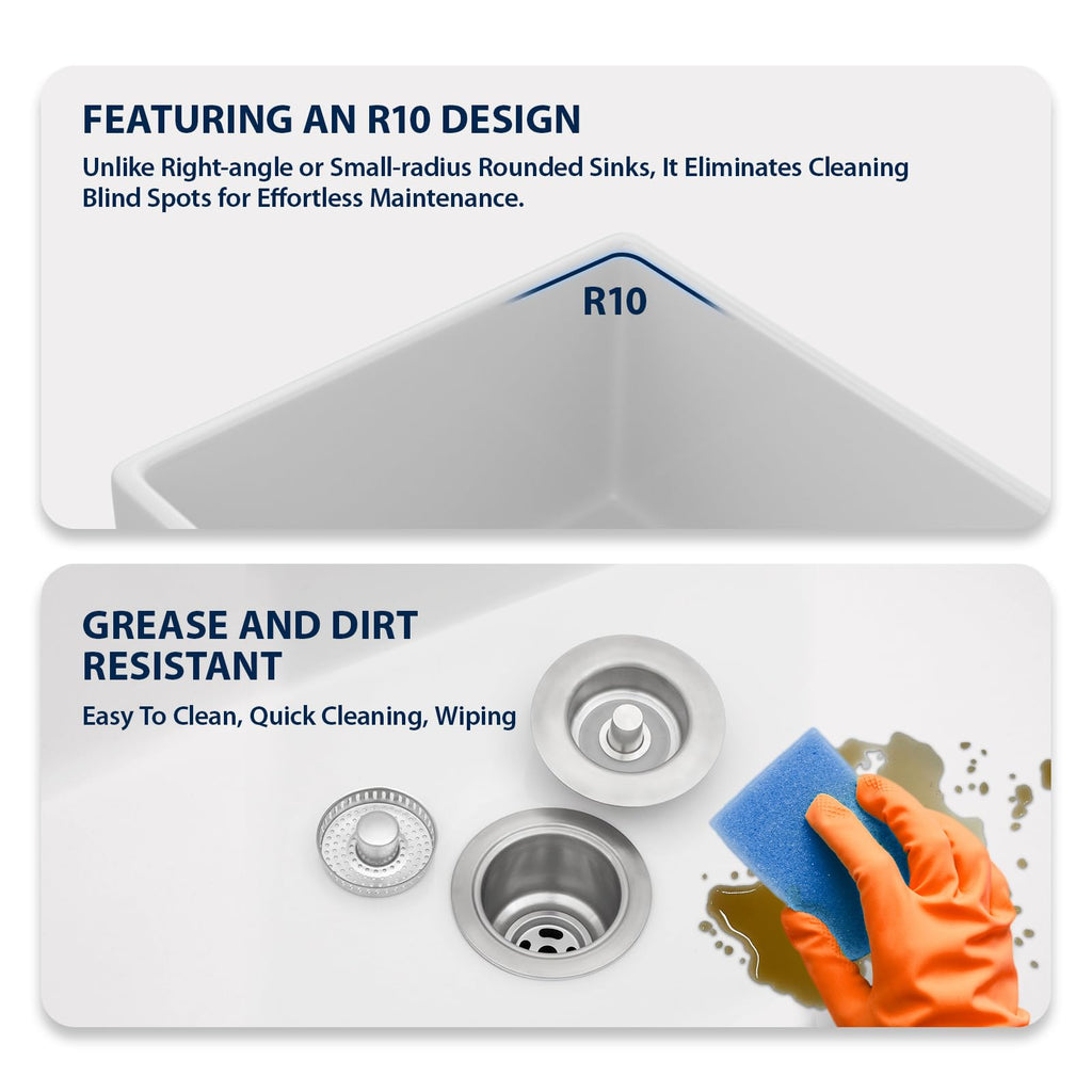 30 Inch White Farmhouse Sink 30x18 Fireclay Single Bowl Apron Front Kitchen Sinks Undermount Installation Ceramic
