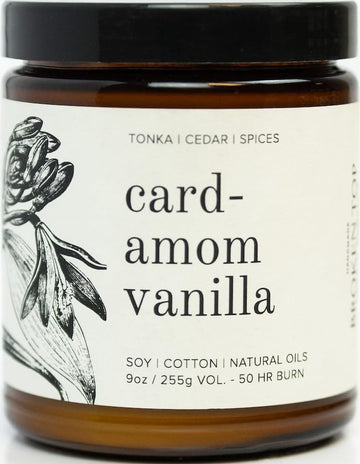 Top Cardamom Vanilla Soy Candle, Tonka Cedar Spices, 9 oz