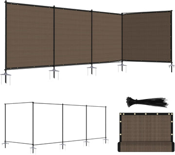 6'Hx24'L Privacy Fence Set with Poles and Rails Ground Spikes Fence Kit for Yard Garden Pool (Brown)