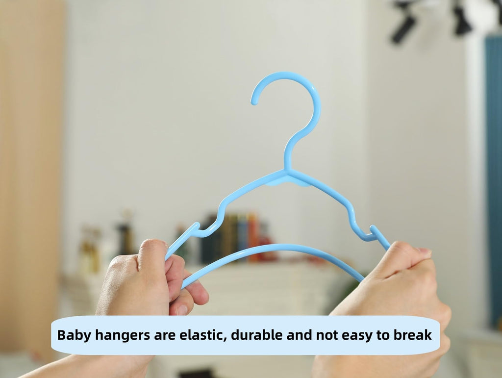 100 Pack White Baby Nursery Closet Hangers, Kids Plastic Hangers, Non-Slip Laundry Infant Pant & Coat Hangers for