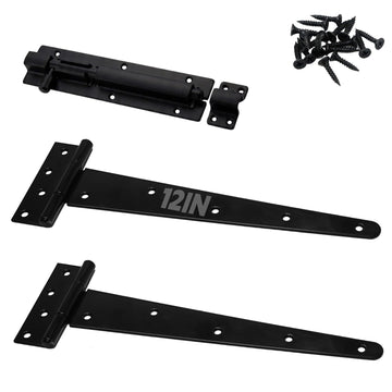 12 Inch Heavy Duty Gate Hinges Slide Bolt Latch Kit 2PCS Barn Door Hardware