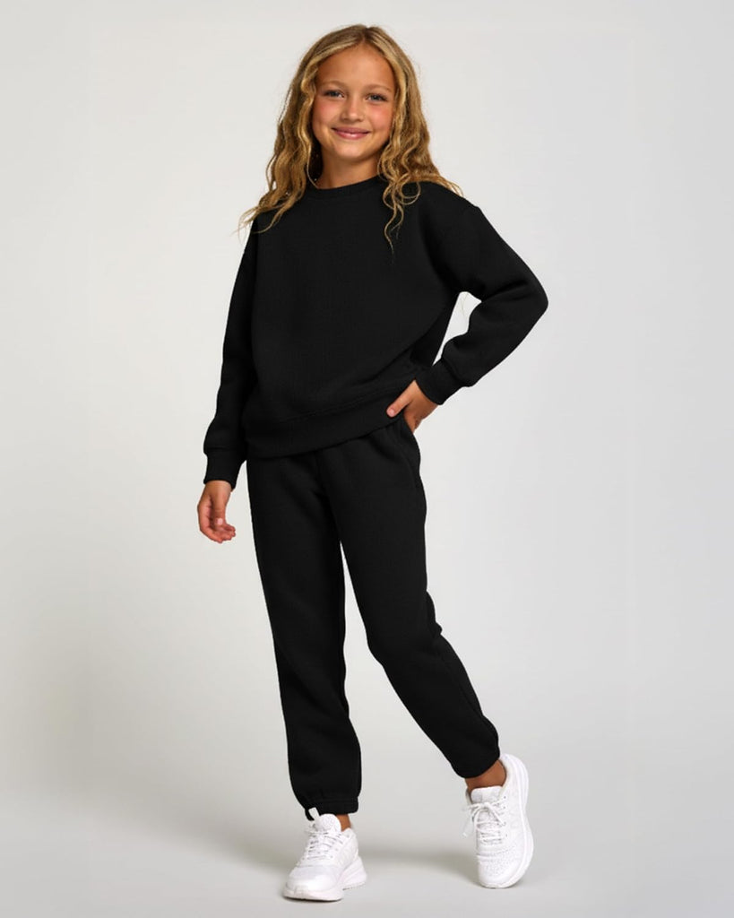 Girls Sweatpants 3 Pack Fleece Athletic Joggers, Teen Sweat Pants with Zipper Pockets and Drawstring