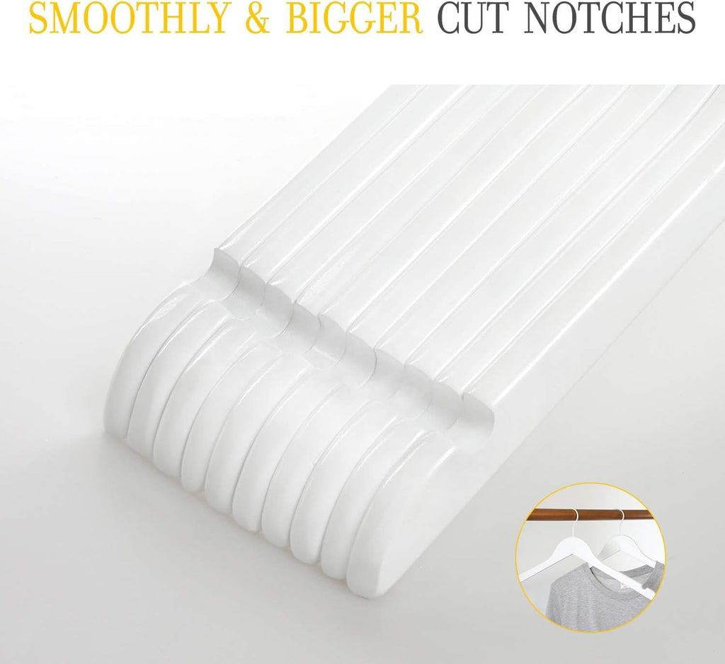 Wooden Hangers 18 Pack, Premium Bride Hanger for Wedding Dress, White Wood Suit Coat Hanger with 360°Swivel White