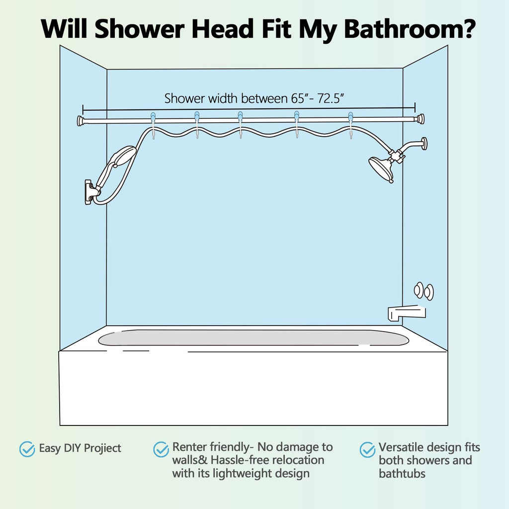 Double Shower Head for Couple, High Pressure Dual Showerhead, Adjustable Height Shower Rod, 5-Setting Handheld Shower