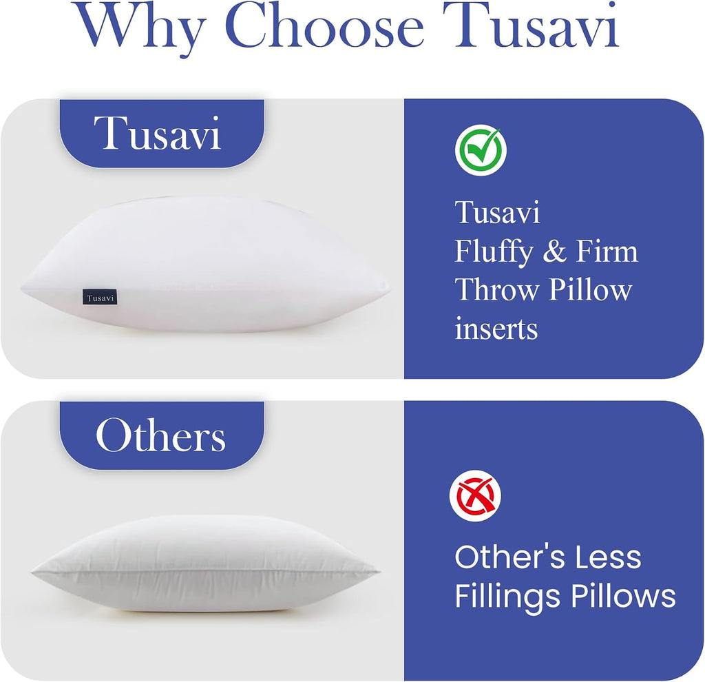 22 x 22 Throw Pillow Inserts() Firm & Fluffy Decorative Down Alternative 22 Pillows for Couch Sofa Bed Living - Set of 2