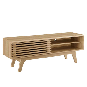 Render Mid-Century Modern Low Profile 48 Inch TV Stand in Oak, 48"