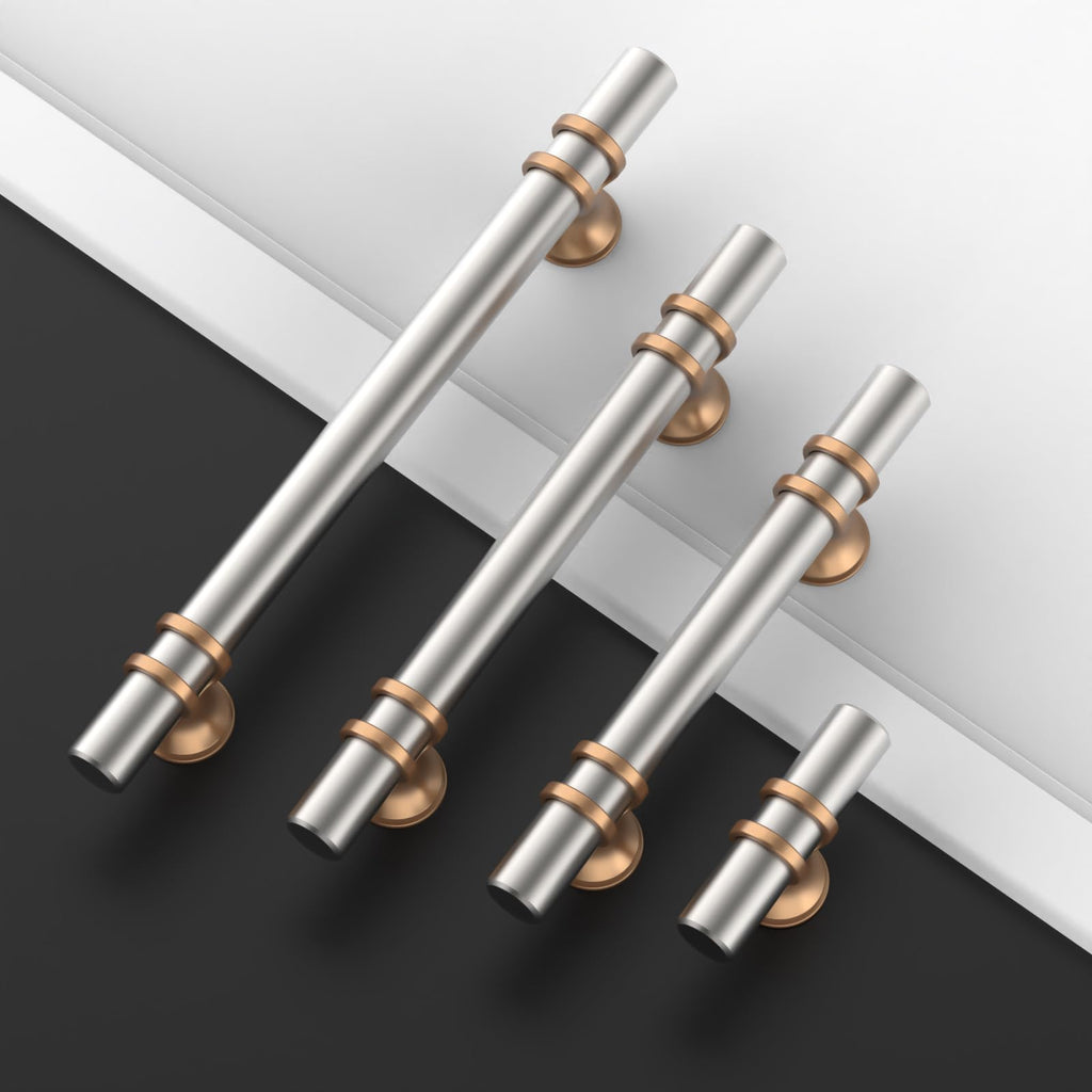 10 Pack 12.6 Inch(320mm) Brushed Satin Nickel and Champagne Bronze Kitchen Cabinet Handles, Cabinet Pulls Kitchen