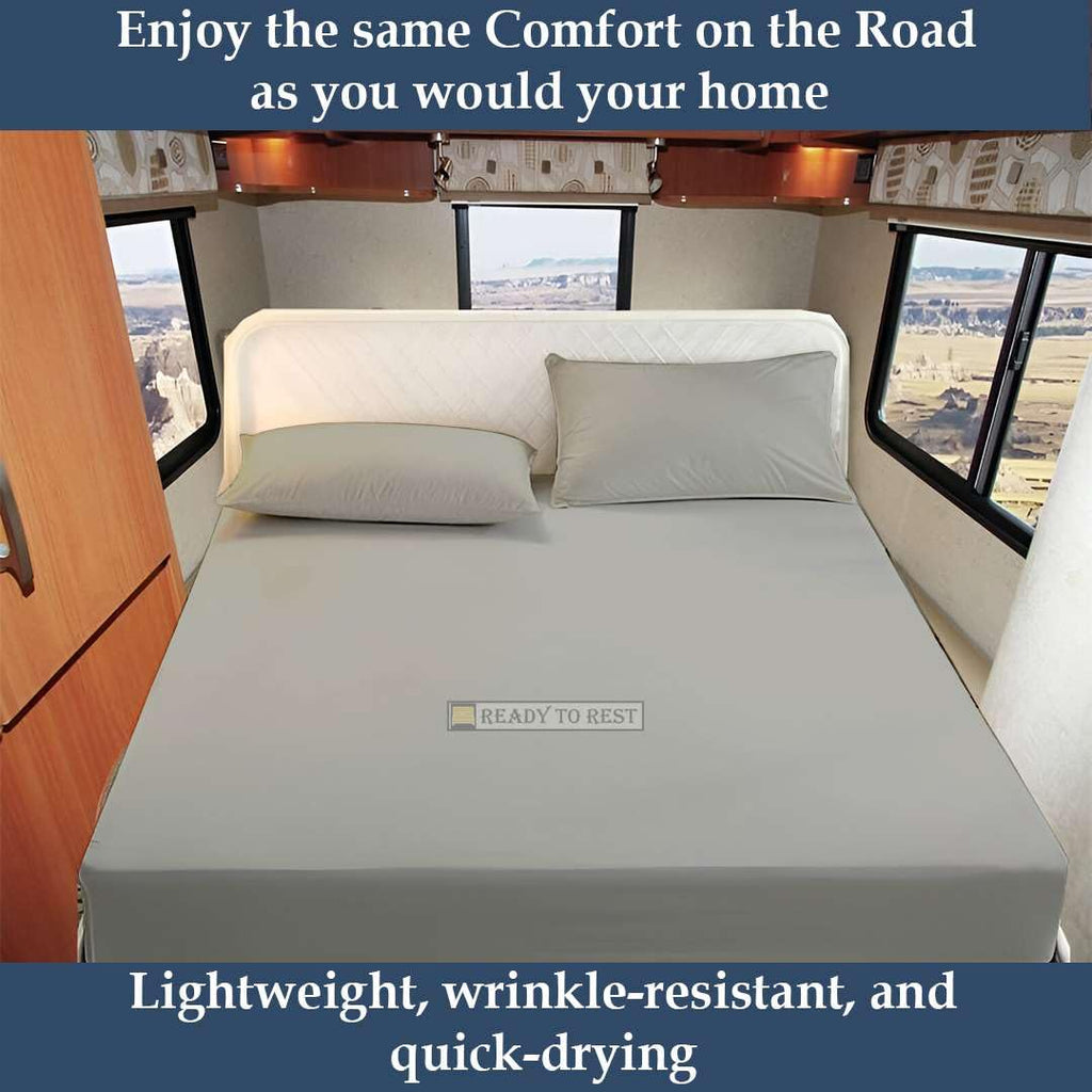 RV Bunk Sheets (30 x 75) - Light Grey Solid, 4 Piece Camper Sheet Set, 100% Egyption Cotton, 8 Inch Deep Pocket