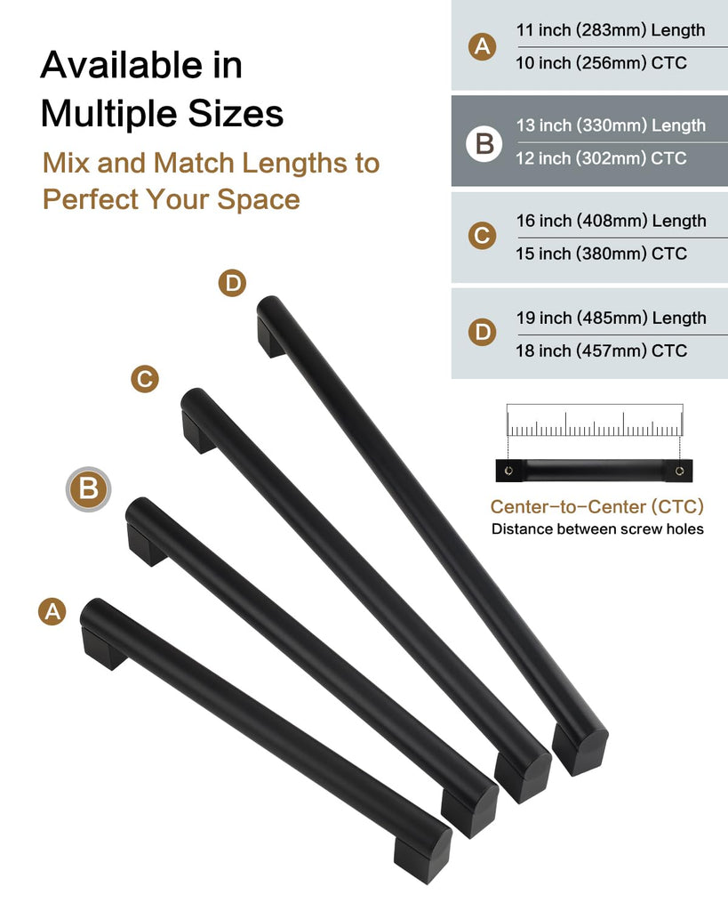 12 Inch Pulls Round Rod for Cabinet,Closet,Fridge, Basket Drawer, Oven Door